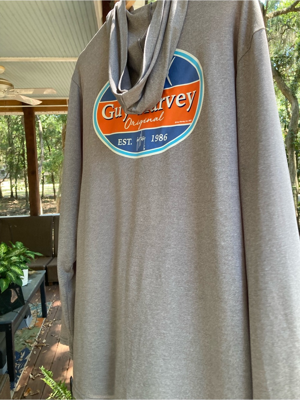 Guy Harvey Gray Performance Hoodie With “Original” Logo And Sailfish View 4